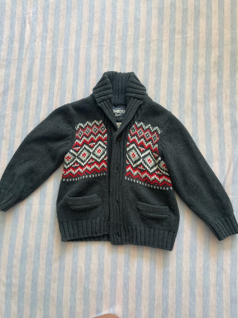 Vintage Osh Kosh chunky knit boys sweater cardigan 3T